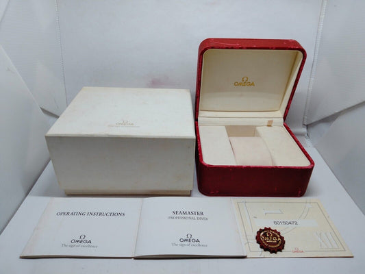 VINTAGE OMEGA Seamaster Speedmaster watch box case red booklet wood 230903012yS