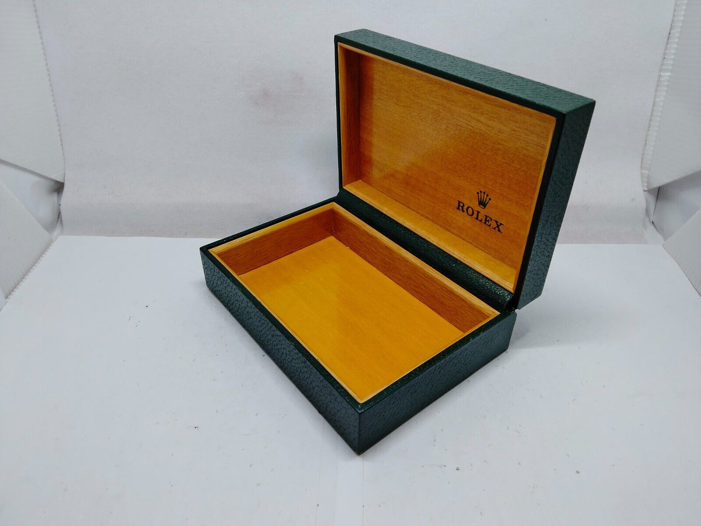 VINTAGE GENUINE ROLEX watch box case 68.00.55 Green wood no inner 0208001y3S