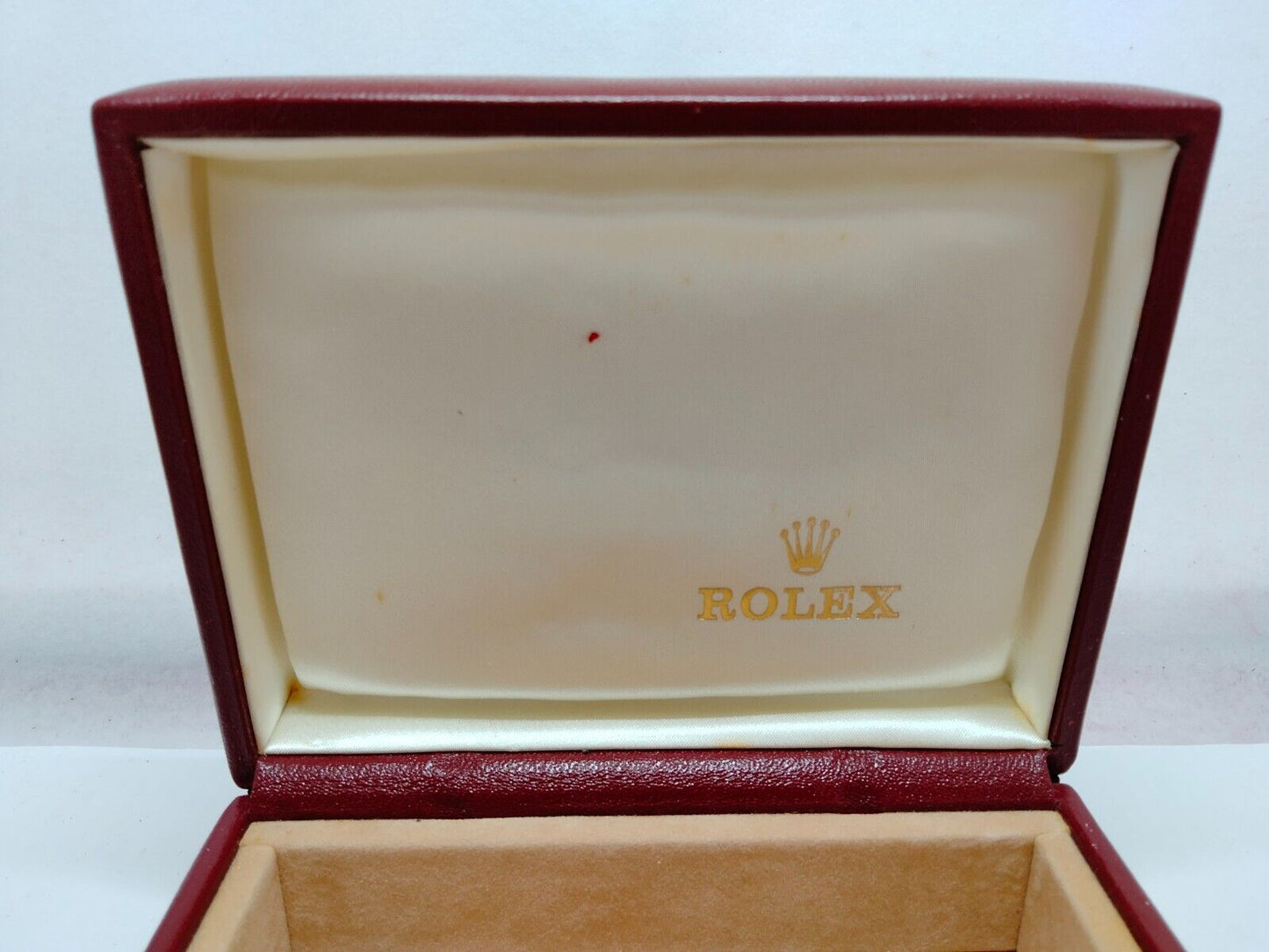 VINTAGE GENUINE ROLEX Red watch box case 14.00.08 wood leather 1019004eS