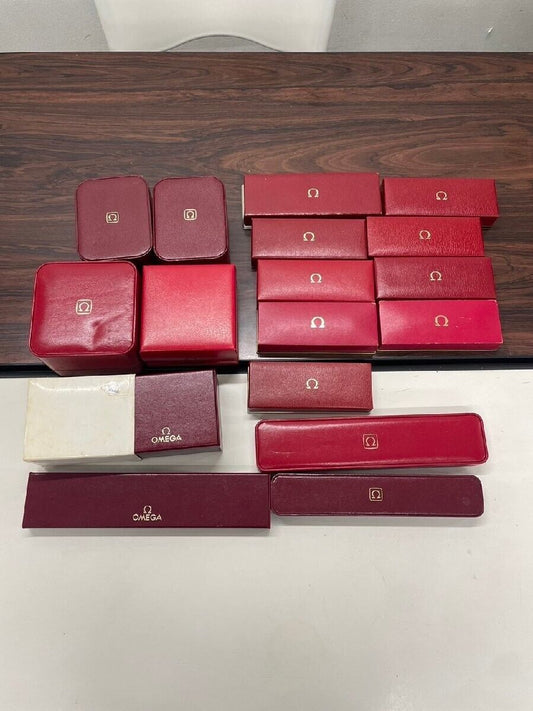 VINTAGE GENUINE OMEGA Seamaster Speedmaster watch box case red 17set 240203002yA