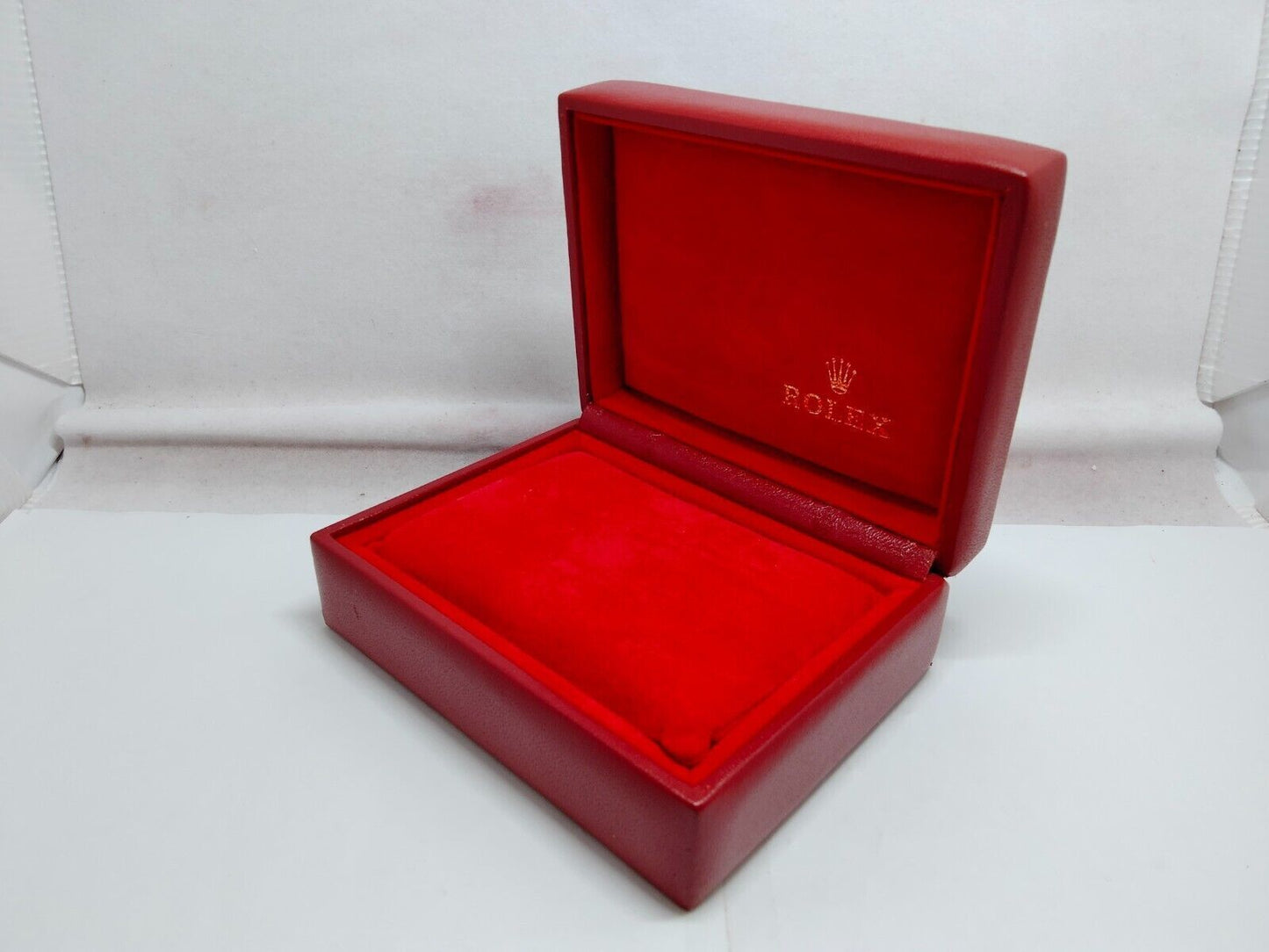 VINTAGE GENUINE ROLEX Red watch box case 14.00.08 wood leather 230804005eS