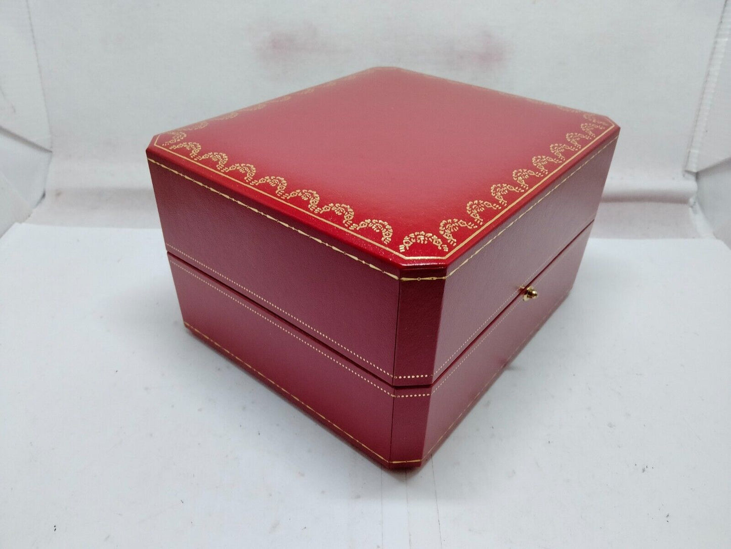 VINTAGE GENUINE Cartier Red COWA 1018 watch box case wood leather 230901004yS