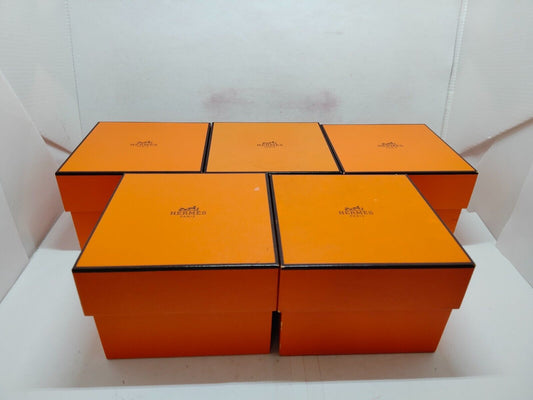 VINTAGE GENUINE HERMES Watch Box Case 5 set wood leather orange 230830015yS