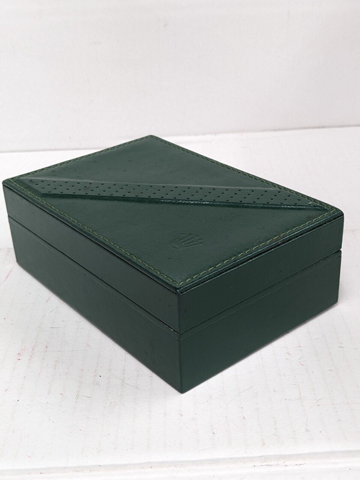 VINTAGE GENUINE ROLEX watch box case 68.00.06 green wood leather 230924012y