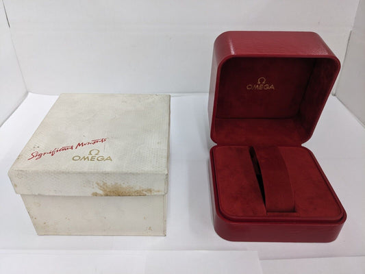 VINTAGE OMEGA Seamaster Speedmaster watch box case leather red wood 231126001y2S