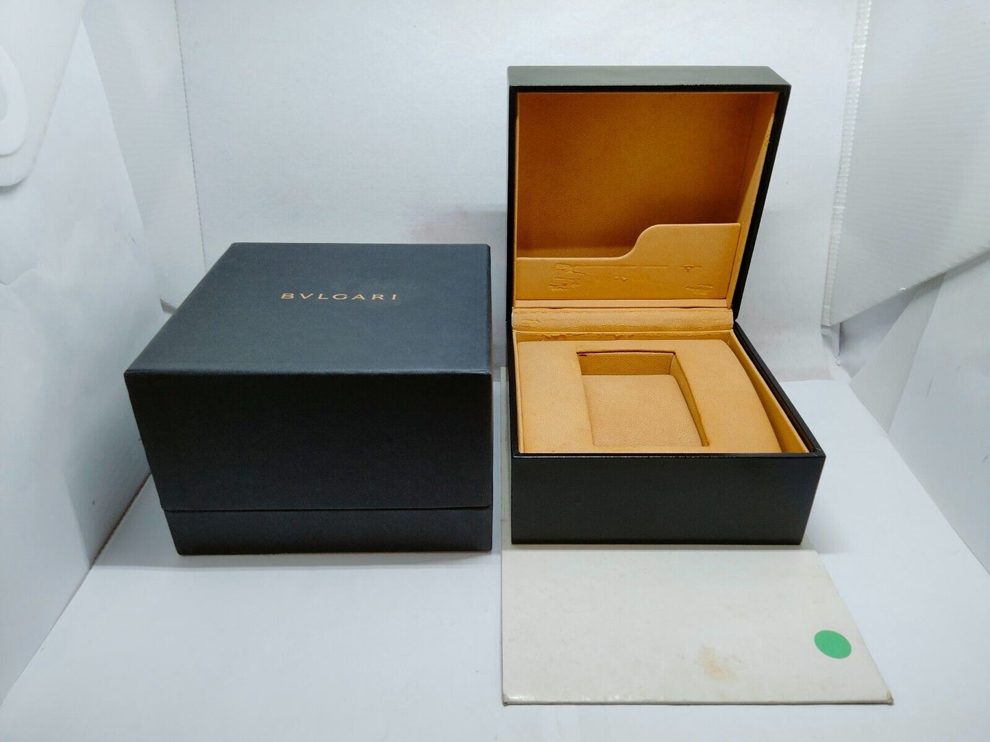 VINTAGE GENUINE BVLGARI watch box case black leather 230530001yS