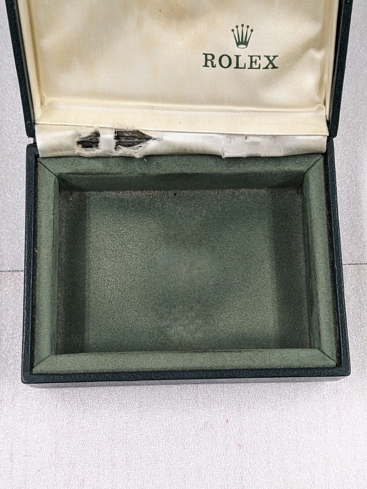 VINTAGE GENUINE ROLEX Green watch box case 11.00.01 leather junk 231109001y3S