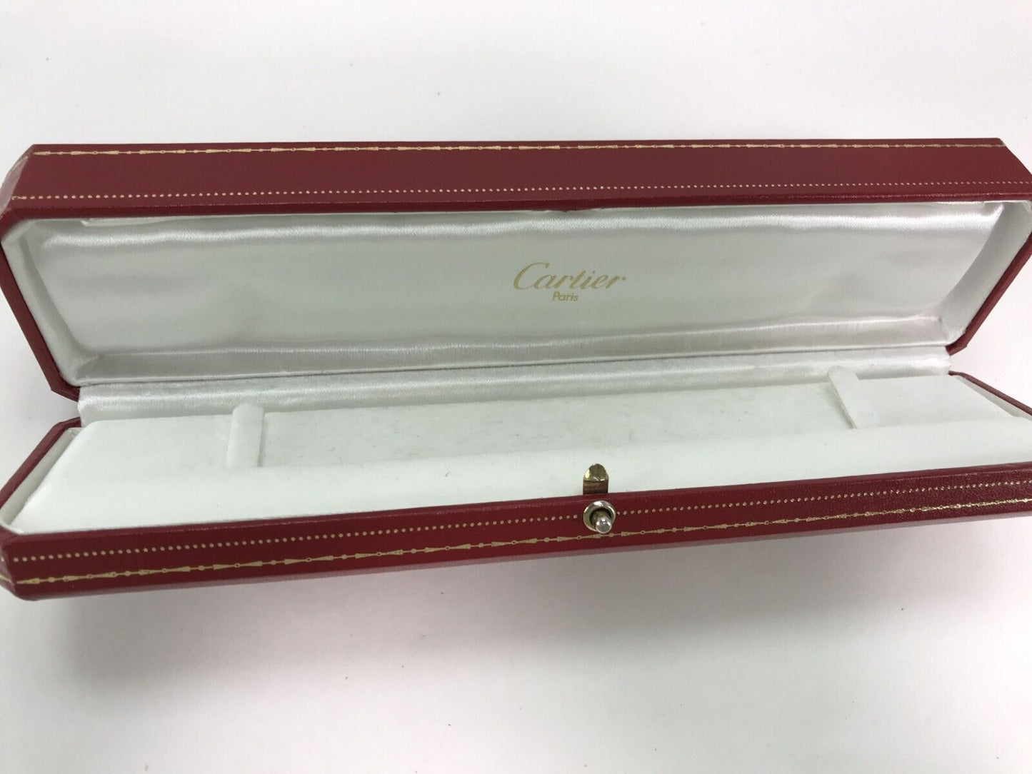 VINTAGE GENUINE CARTIER Red watch box case wood leather 4 set white 231213001eS