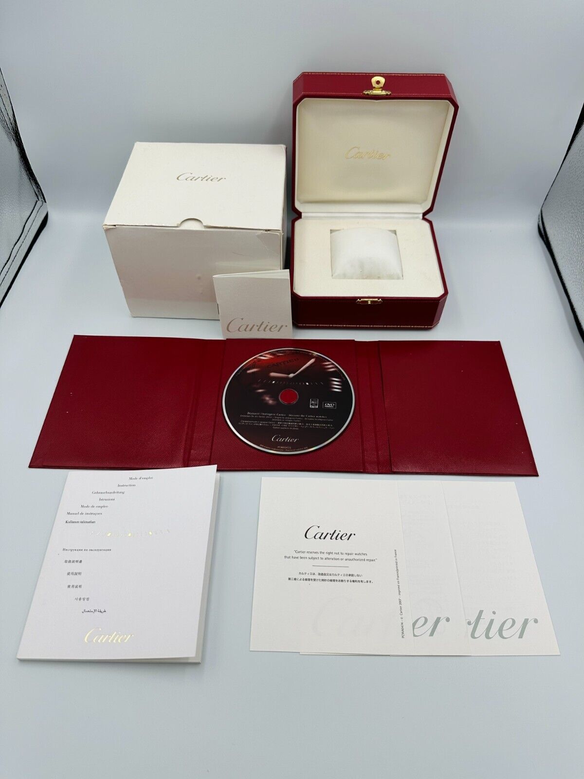 VINTAGE GENUINE Cartier Red COWA 0043 watch box case booklet DVD 240115006yA