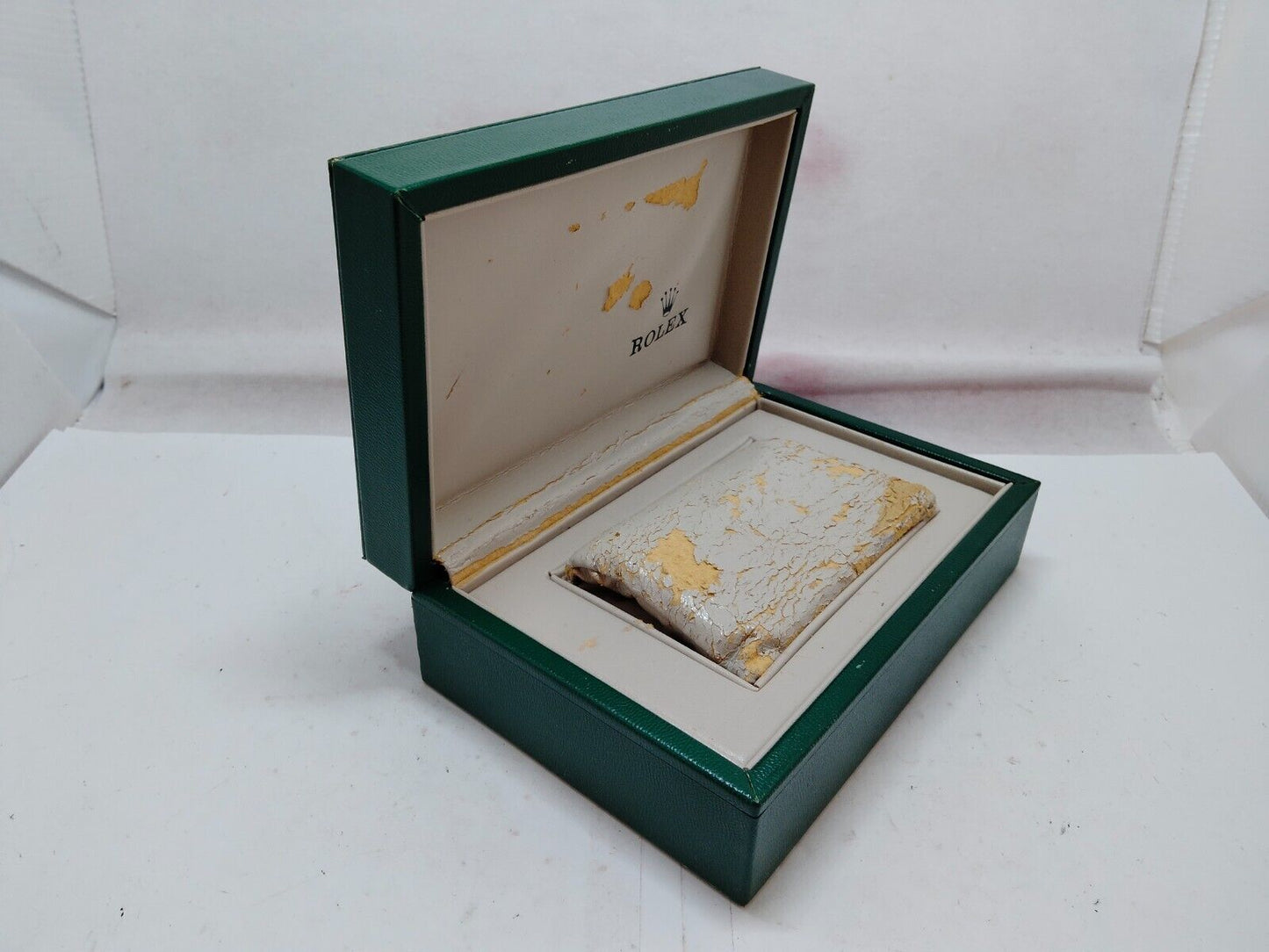 VINTAGE GENUINE ROLEX watch box case 68.00.06 wood leather green 230819002y3S