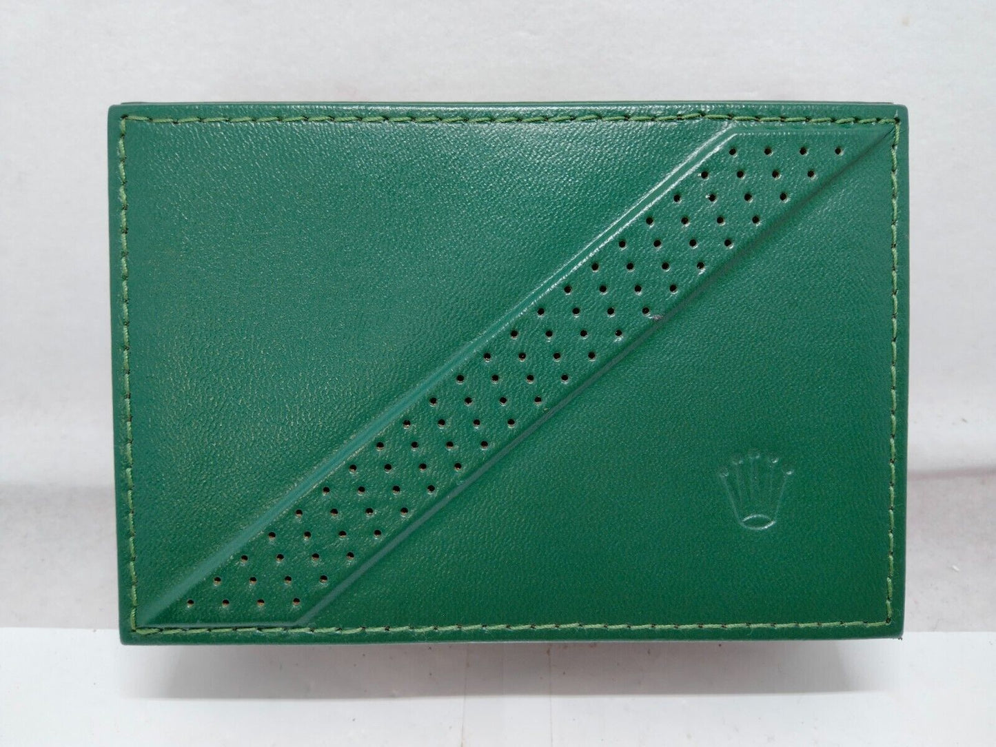 VINTAGE GENUINE ROLEX watch box case 68.00.06 wood leather green 230924003y3S