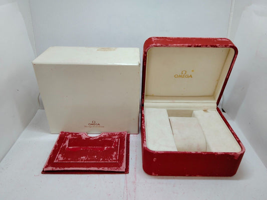 VINTAGE GENUINE OMEGA Speedmaster Seamaster Red watch box case 0912008y2S