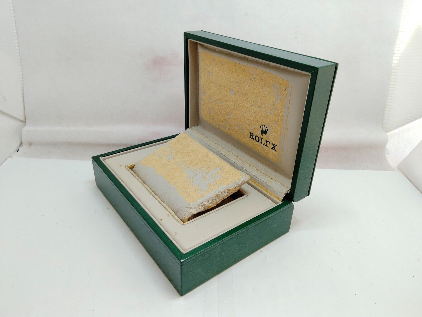 VINTAGE GENUINE ROLEX Green watch box case 68.00.2 wood leather 230808008yS