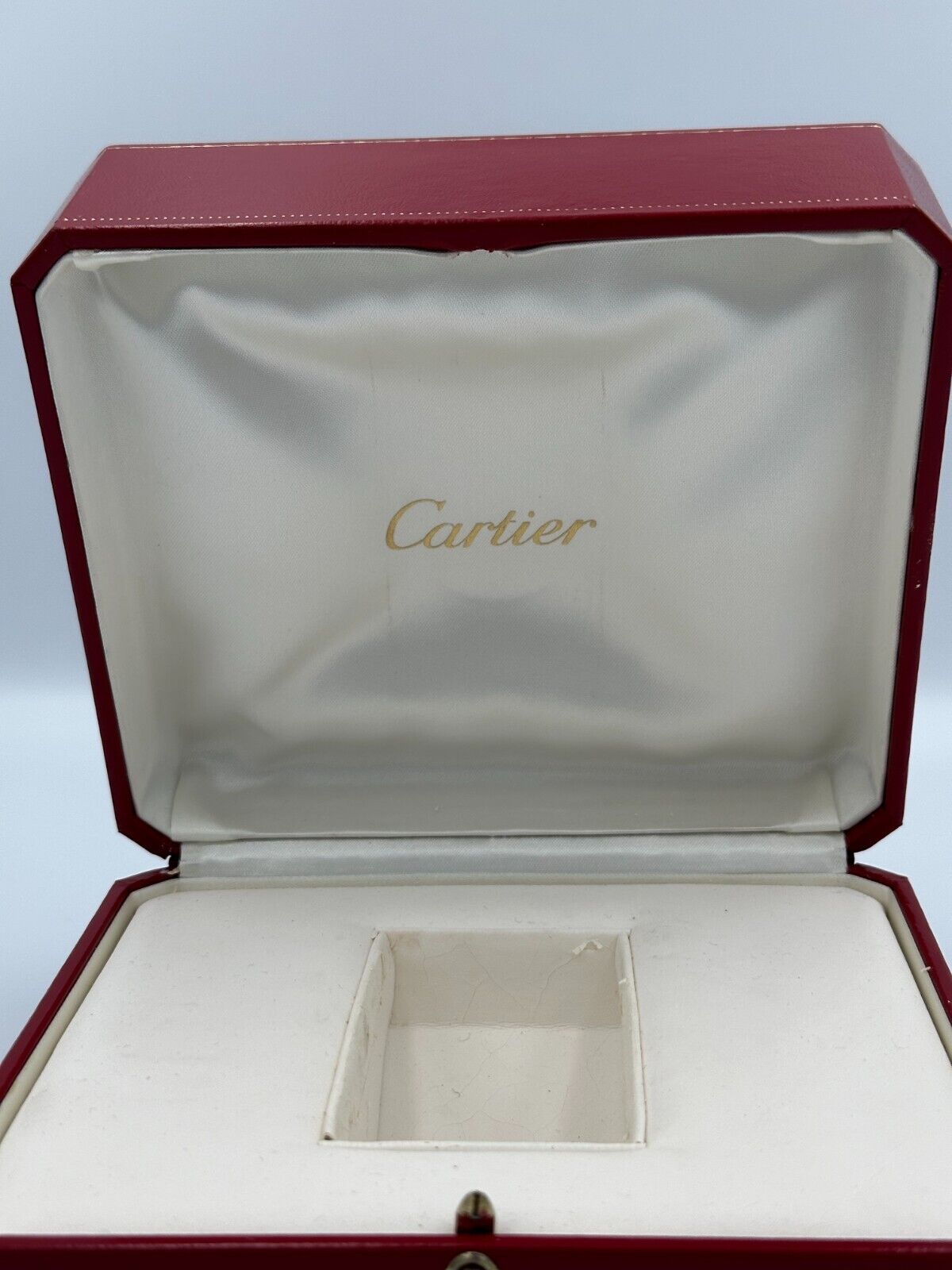 VINTAGE GENUINE CARTIER watch box case wood leather red CO 1018 red 240116001yA