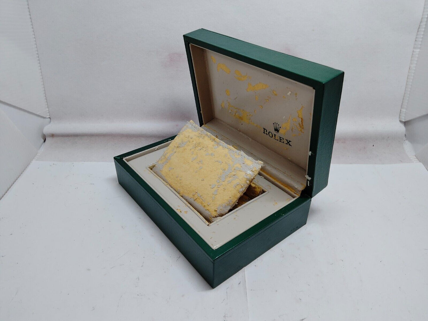 VINTAGE GENUINE ROLEX Green watch box case 68.00.06 wood leather 230701001y2S