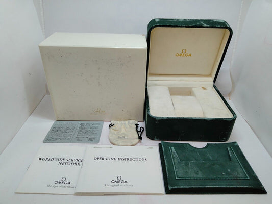 VINTAGE GENUINE OMEGA Green watch box case Booklet leather 0824005y2S