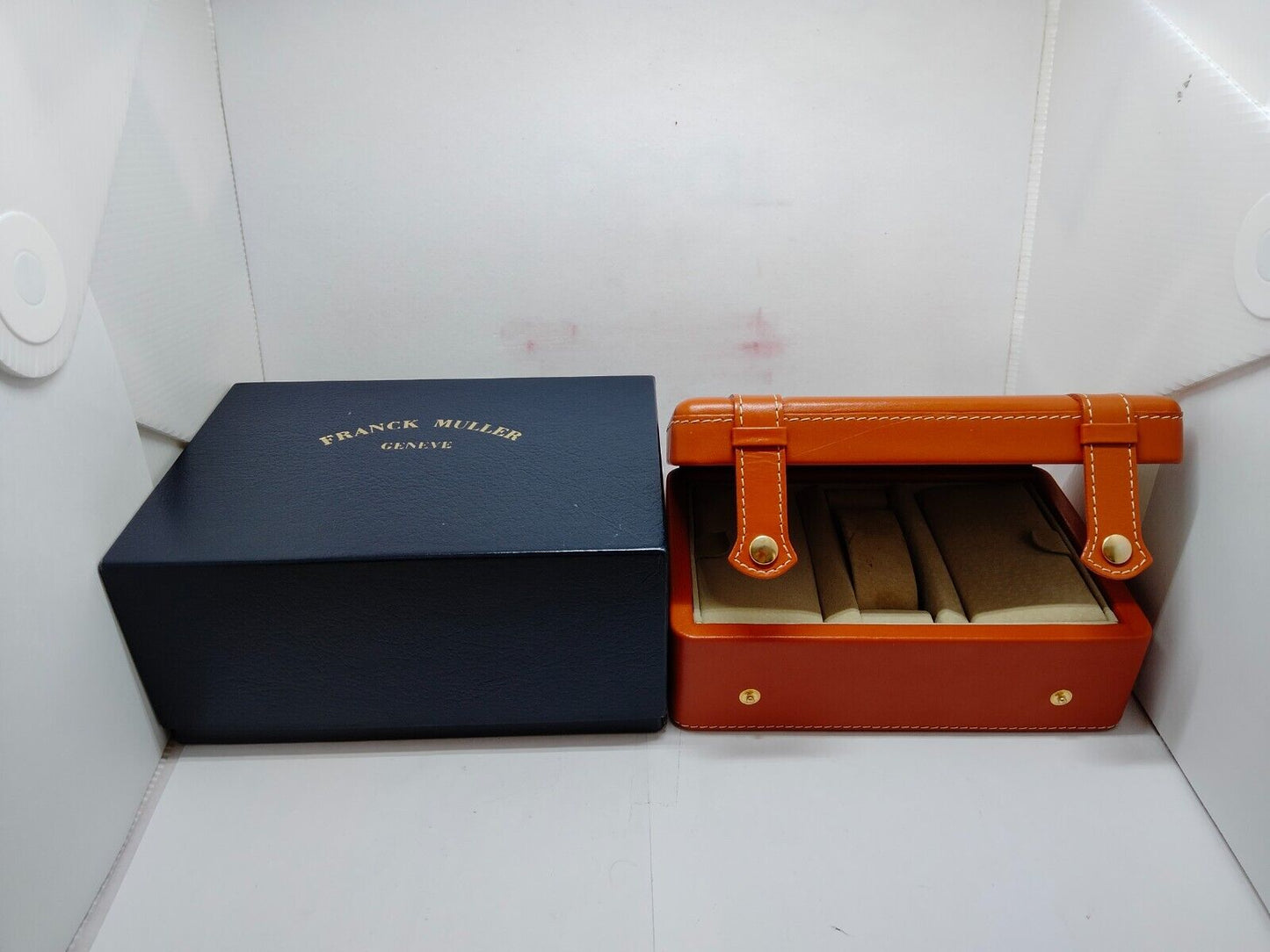 VINTAGE GENUINE Franck Muller watch box case brown wood leather 1026001eS