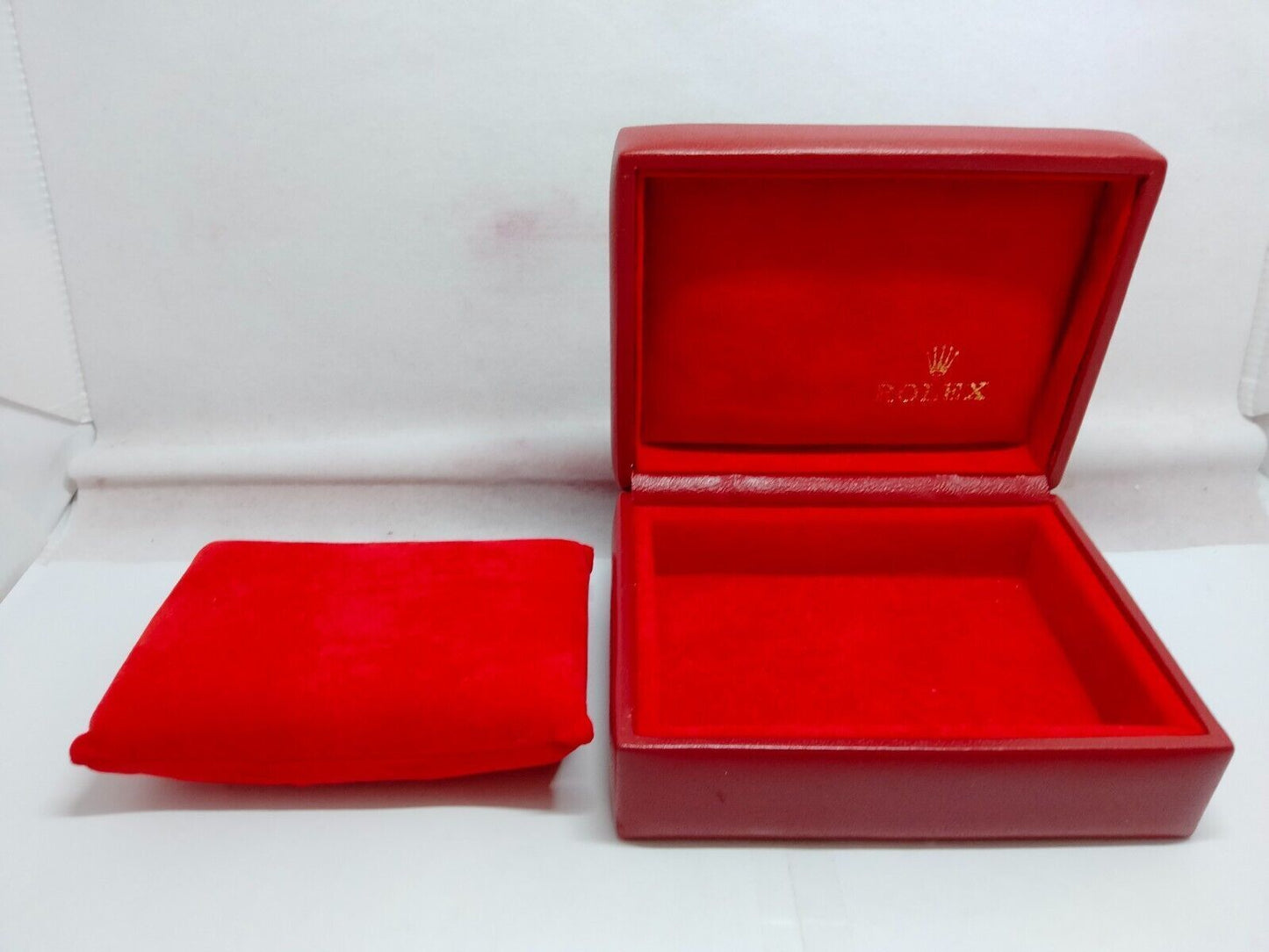 VINTAGE GENUINE ROLEX Red watch box case 14.00.08 wood leather 230804005eS