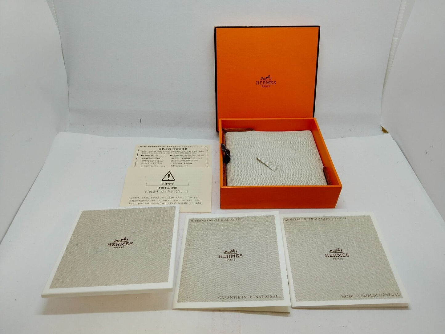 VINTAGE GENUINE HERMES watch box case 2set orange wood leather 0612005y4S