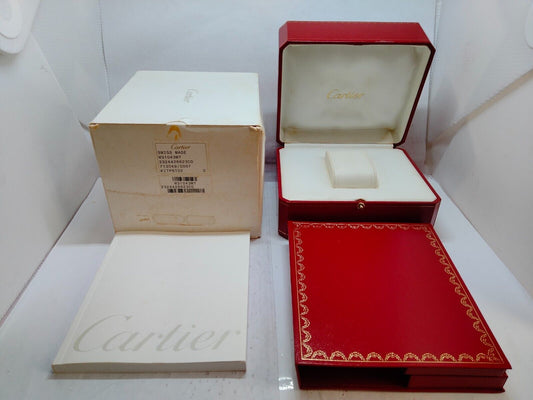 VINTAGE GENUINE CARTIER watch box case red wood leather white 231113022mS