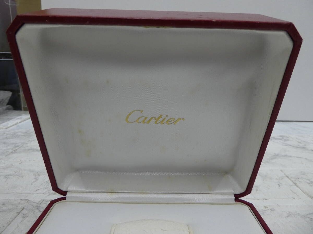 VINTAGE GENUINE CARTIER watch box case Red wood leather white 231209002yS