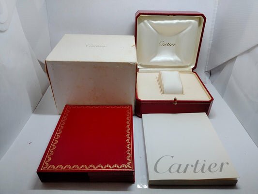 VINTAGE GENUINE CARTIER watch box case red leather booklet white 230614001yS