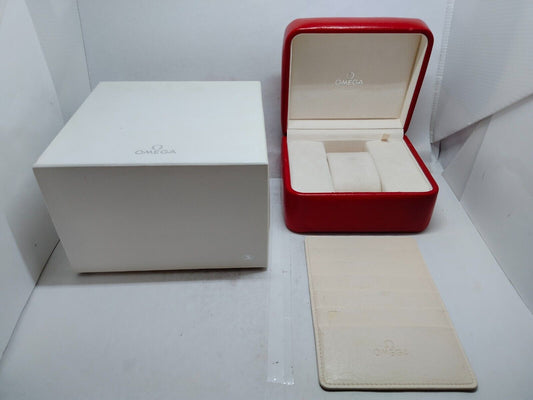 VINTAGE GENUINE OMEGA Speedmaster Seamaster Red watch box case wood 230607004yS