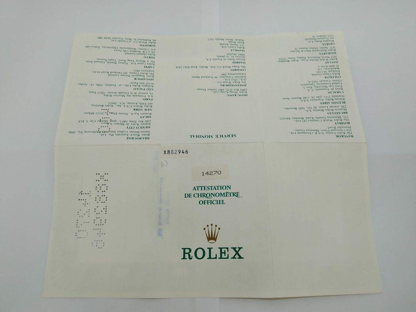 VINTAGE GENUINE ROLEX 14270 EXPLORER Warranty Guarantee Paper X882946 1001002m2S