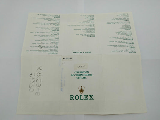 VINTAGE GENUINE ROLEX 14270 EXPLORER Warranty Guarantee Paper X882946 1001002m2S