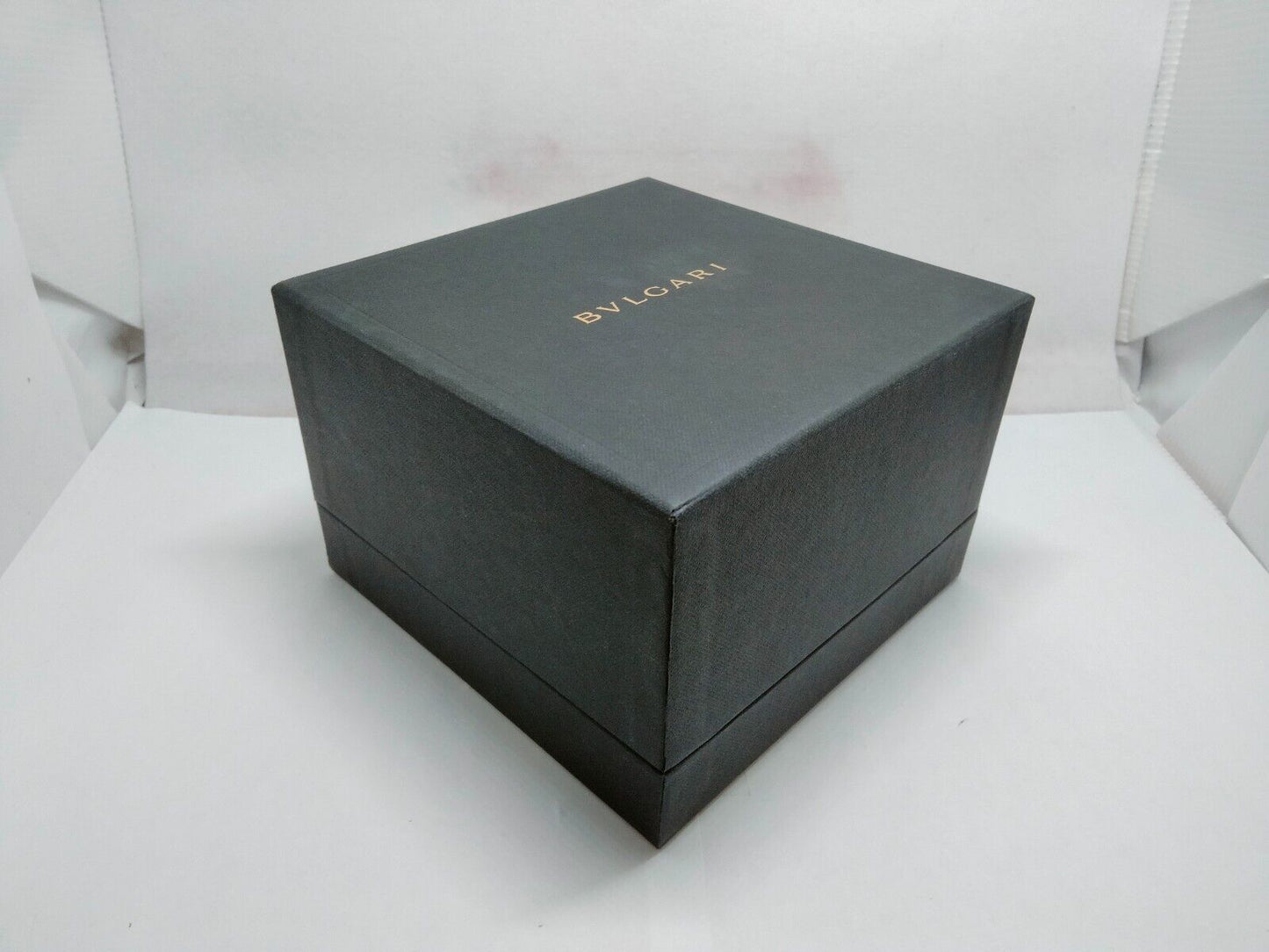 VINTAGE GENUINE BVLGARI watch box case black leather 230530001yS