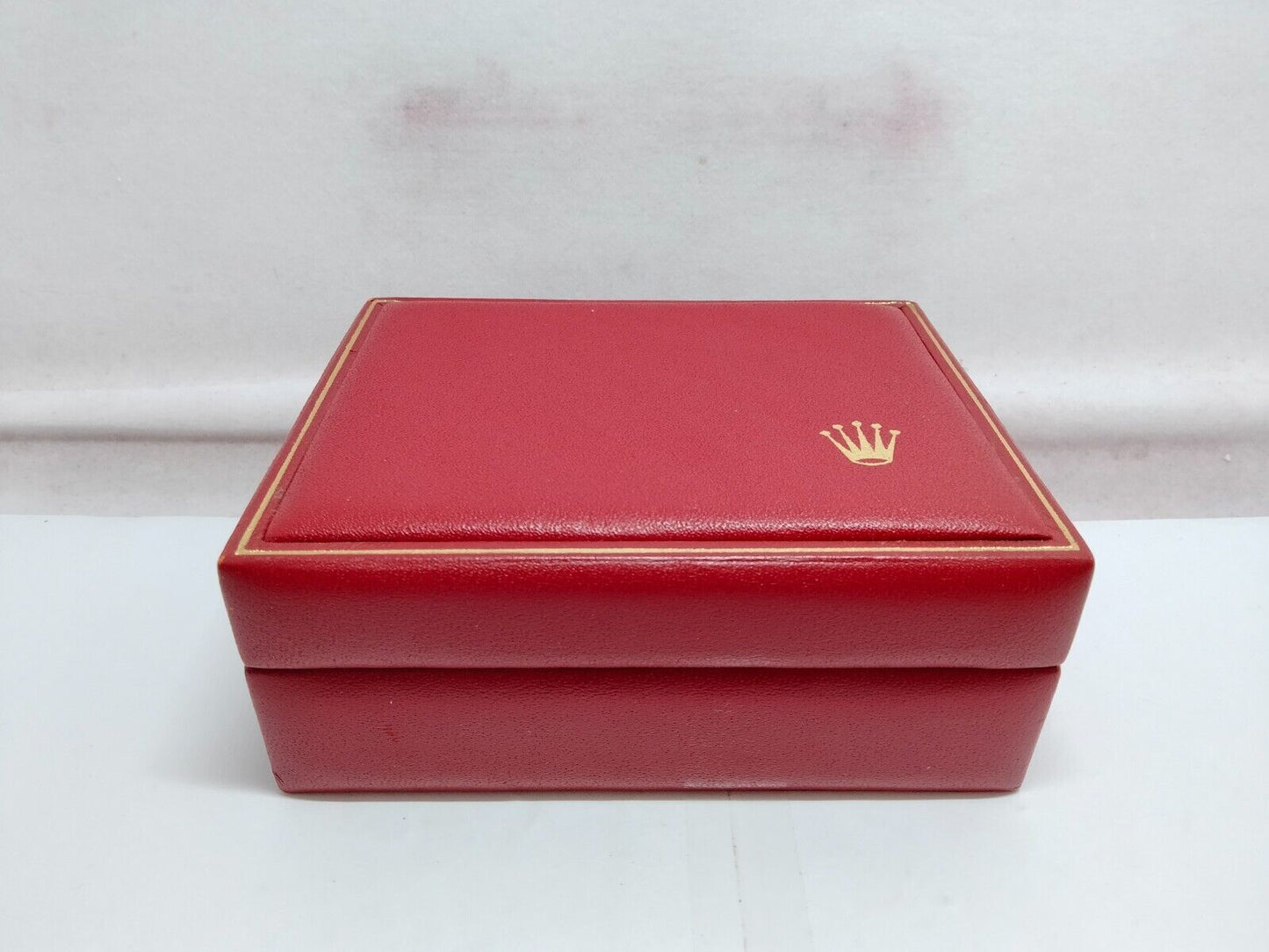 VINTAGE GENUINE ROLEX Red watch box case 14.00.08 wood leather 230804005eS