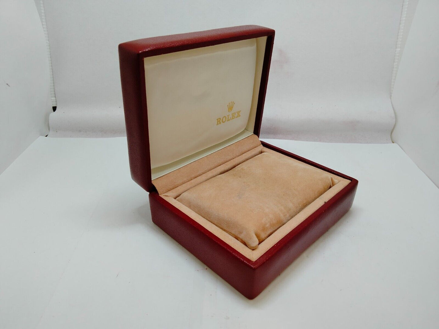 VINTAGE GENUINE ROLEX watch box case red leather wood 14.00.01 1010002y2S