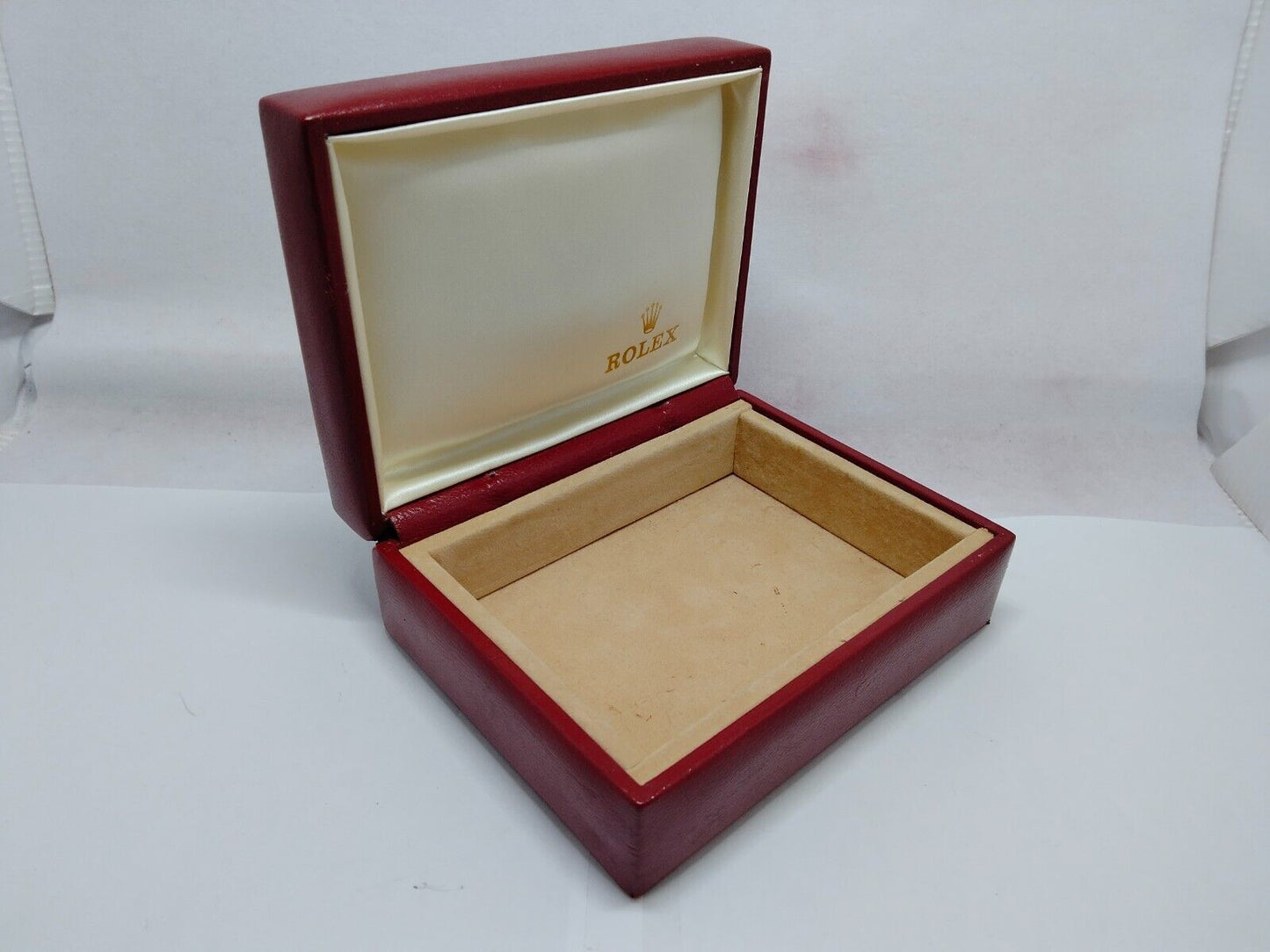 VINTAGE GENUINE ROLEX watch box case 14.00.08 red leather wood 1118001y4S