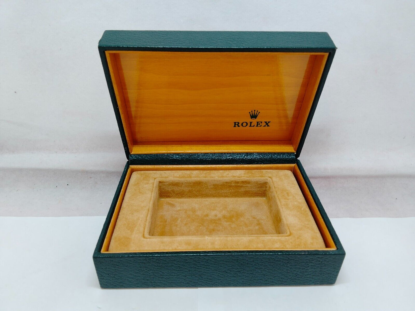 VINTAGE GENUINE ROLEX Green watch box case wood leather no inner 231213003y7S