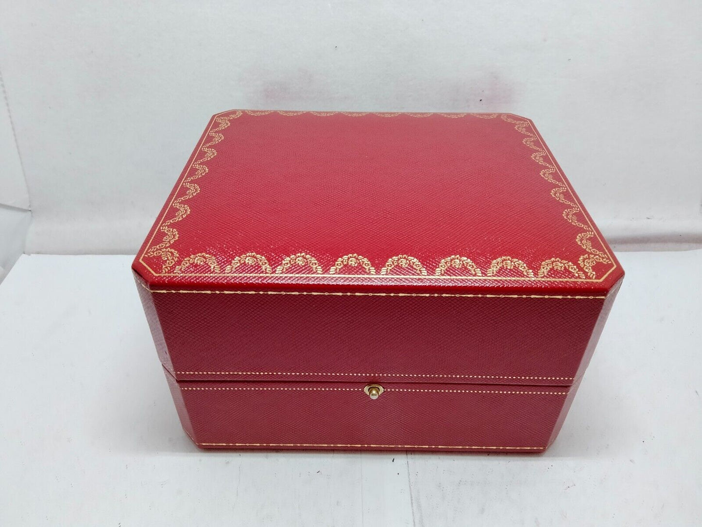 VINTAGE GENUINE CARTIER red watch box case wood leather white 230912012yS