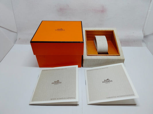 VINTAGE GENUINE HERMES watch case orange tag leather box booklet 230623002yS