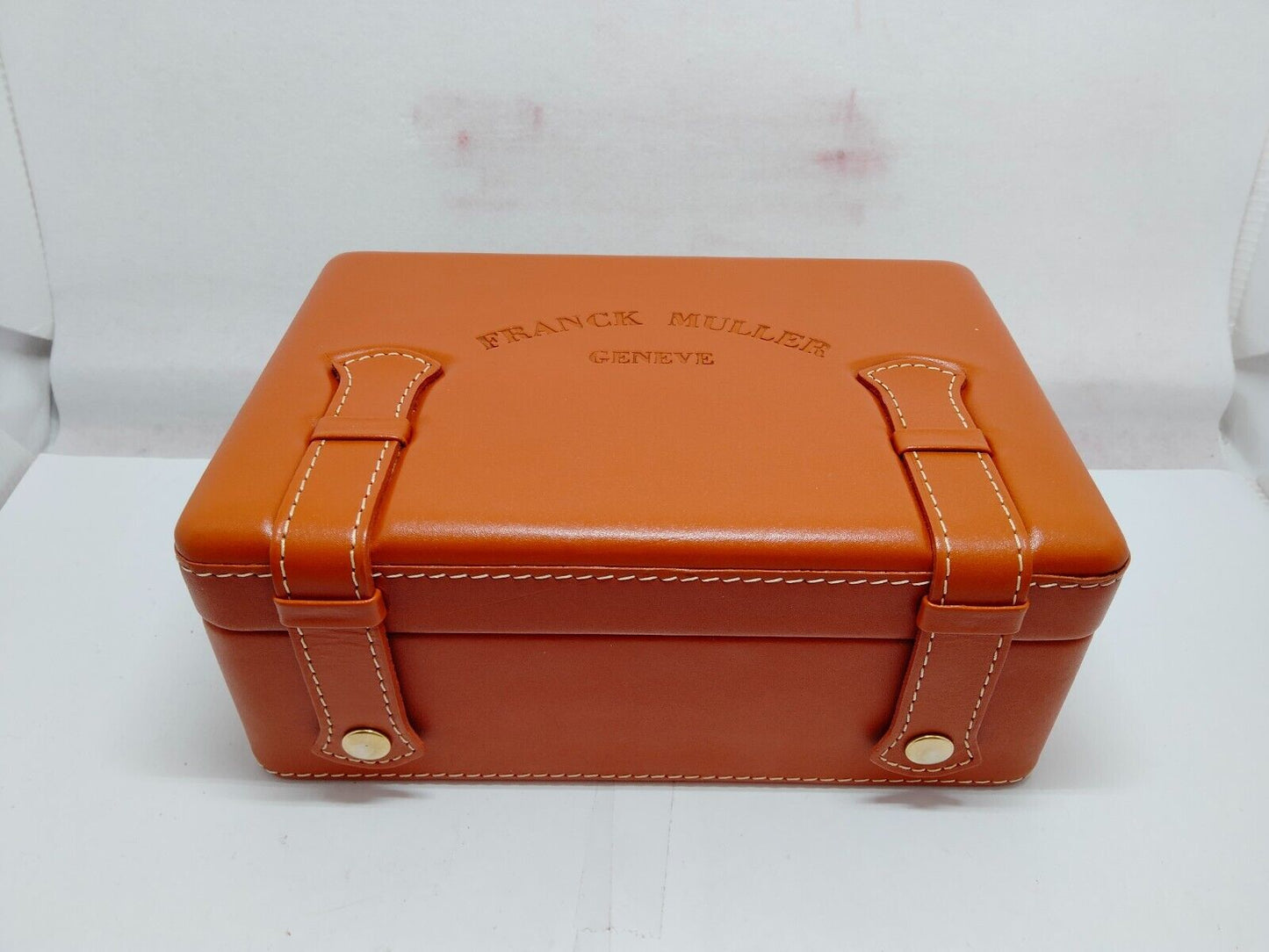 VINTAGE GENUINE Franck Muller watch box case brown wood leather 1026001eS