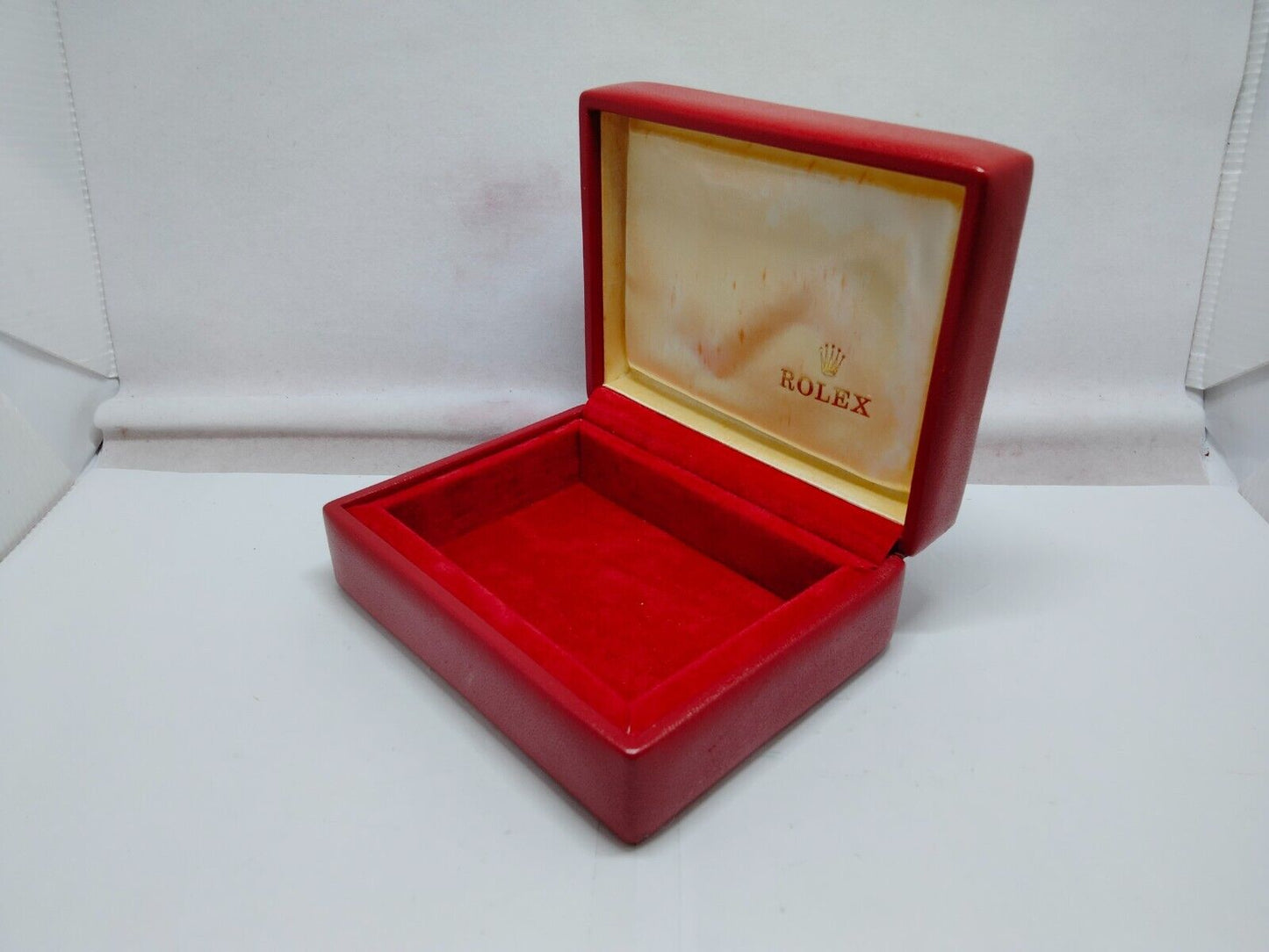 VINTAGE GENUINE ROLEX Red watch box case 14.00.01 no inner wood 230715001y2S