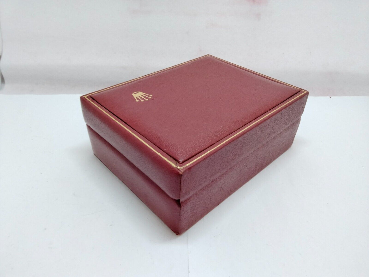 VINTAGE GENUINE ROLEX Red watch box case 14.00.08 wood leather 1019004eS