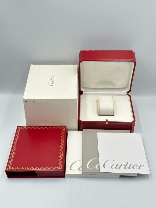 VINTAGE GENUINE CARTIER Red watch box case wood leather Booklet 240227010yA