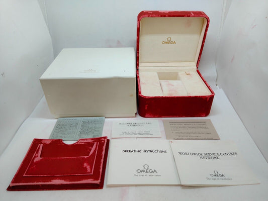 VINTAGE GENUINE OMEGA Speedmaster Seamaster red watch box case leather 0915015yS