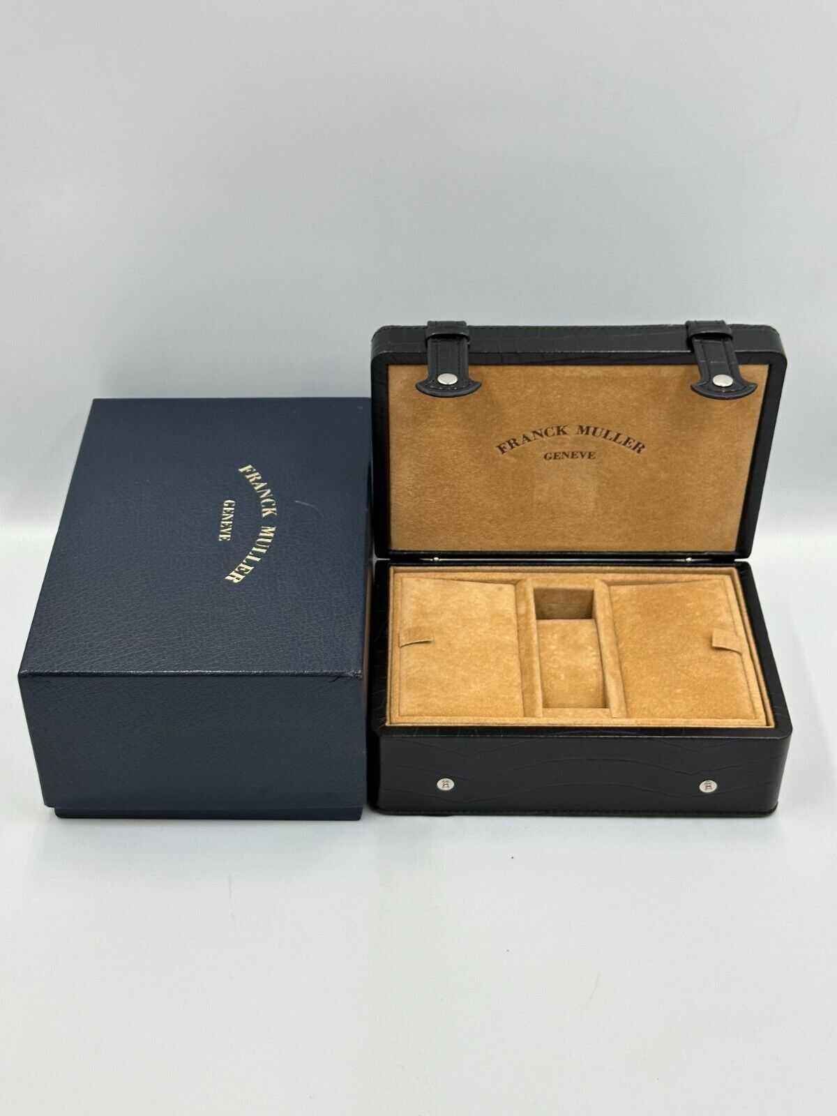 VINTAGE GENUINE Franck Muller Black watch box case wood leather 240223004y4A