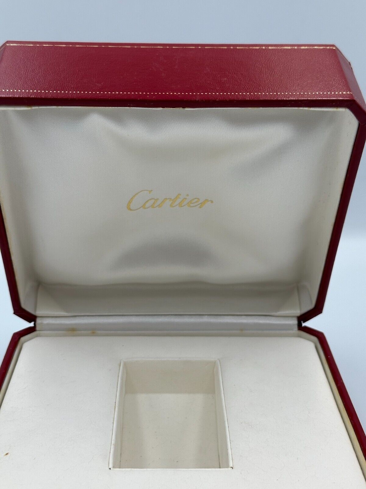 VINTAGE GENUINE CARTIER Red watch box case wood leather Booklet 240125001yA