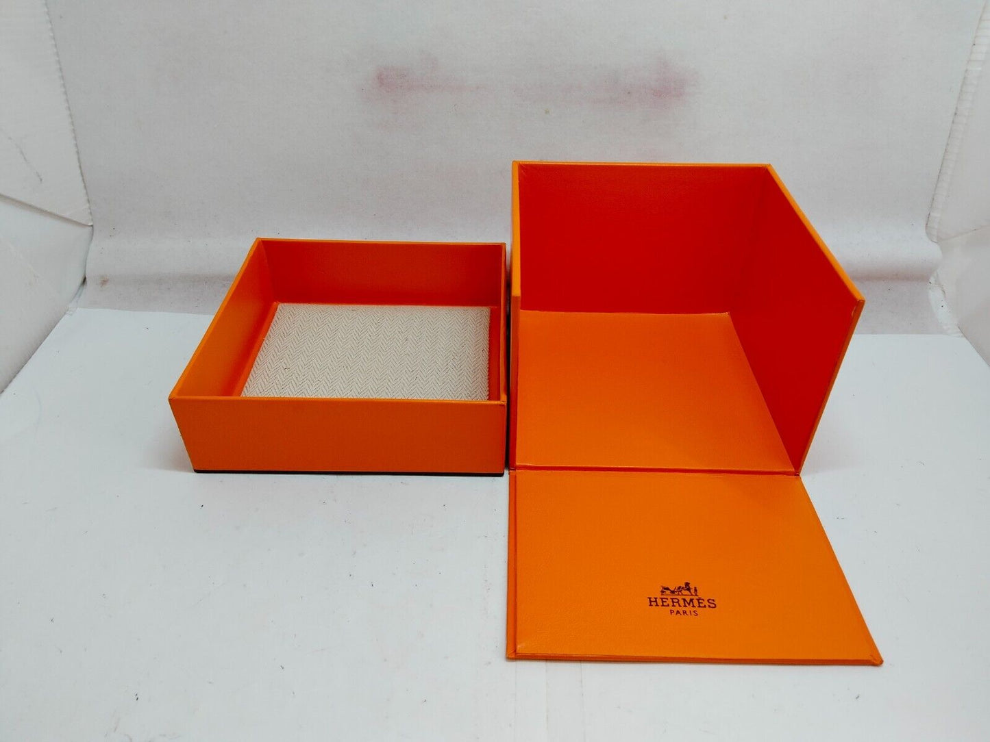 VINTAGE GENUINE HERMES watch box case wood leather orange 230803005y1S