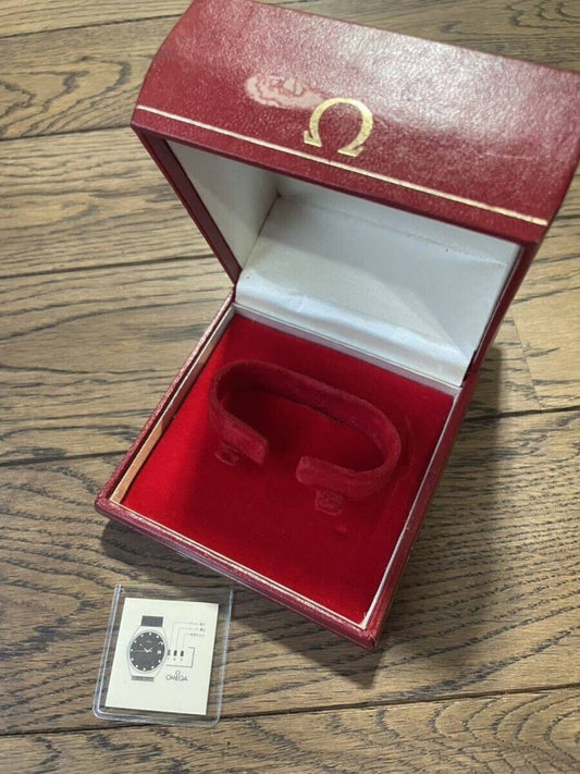 VINTAGE GENUINE OMEGA watch box case Red wood leather 231226009yS