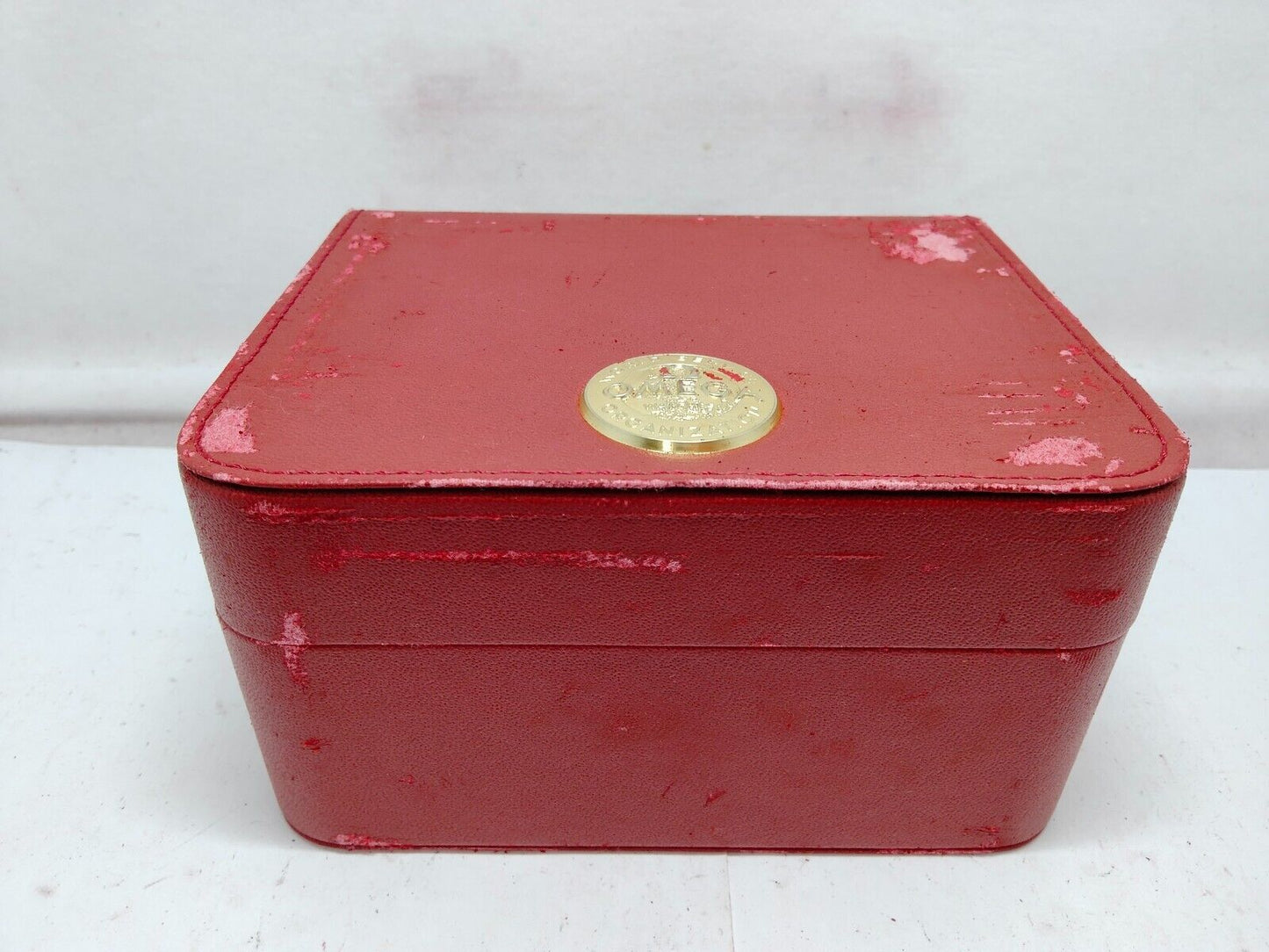 VINTAGE GENUINE OMEGA Seamaster Speedmaster watch box case red wood 230713002y2S