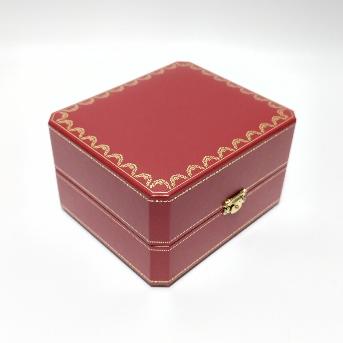 VINTAGE GENUINE CARTIER watch box case Red wood leather white 231101002yS