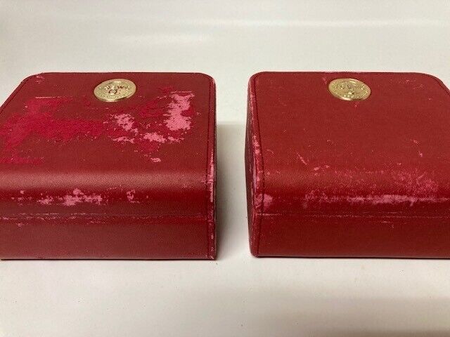 VINTAGE GENUINE OMEGA Speedmaster Seamaster watch box case red 2 set 230905004yS