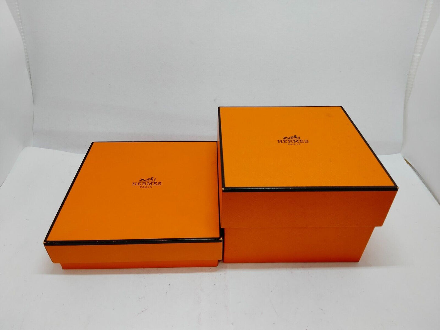 VINTAGE GENUINE HERMES watch box case 2set orange wood leather 0612005y4S