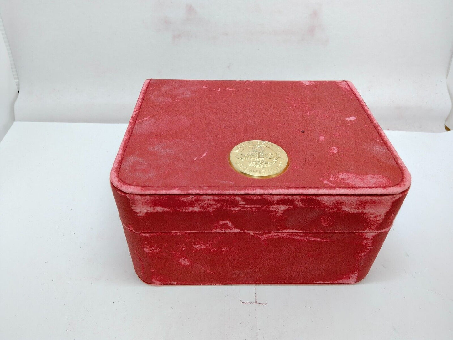 VINTAGE GENUINE OMEGA Speedmaster Seamaster red watch box case leather 0914025yS